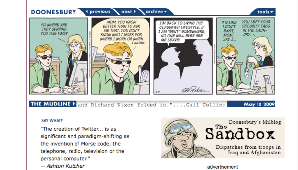 (Screenshot of the Doonesbury website. Click on the image to go there.)